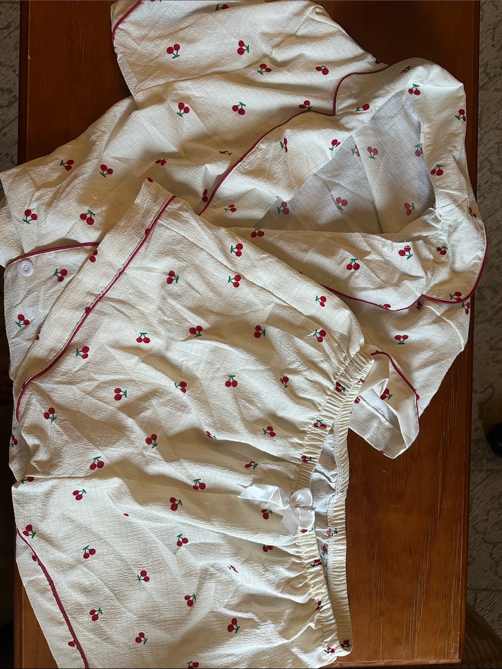 Cherry patterned matching pajamas